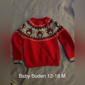 Boden bears with party hats sweater 12-18 M baby Boden mini Boden